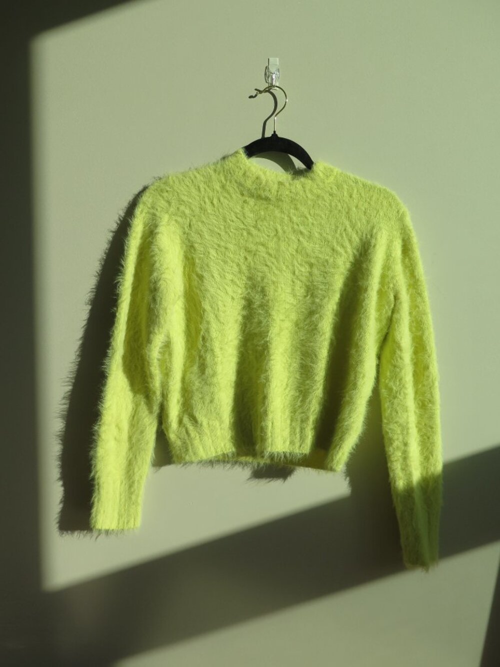 NEUW Neon Lime Fuzzy Sweater Alpaca Blend Knit Size S